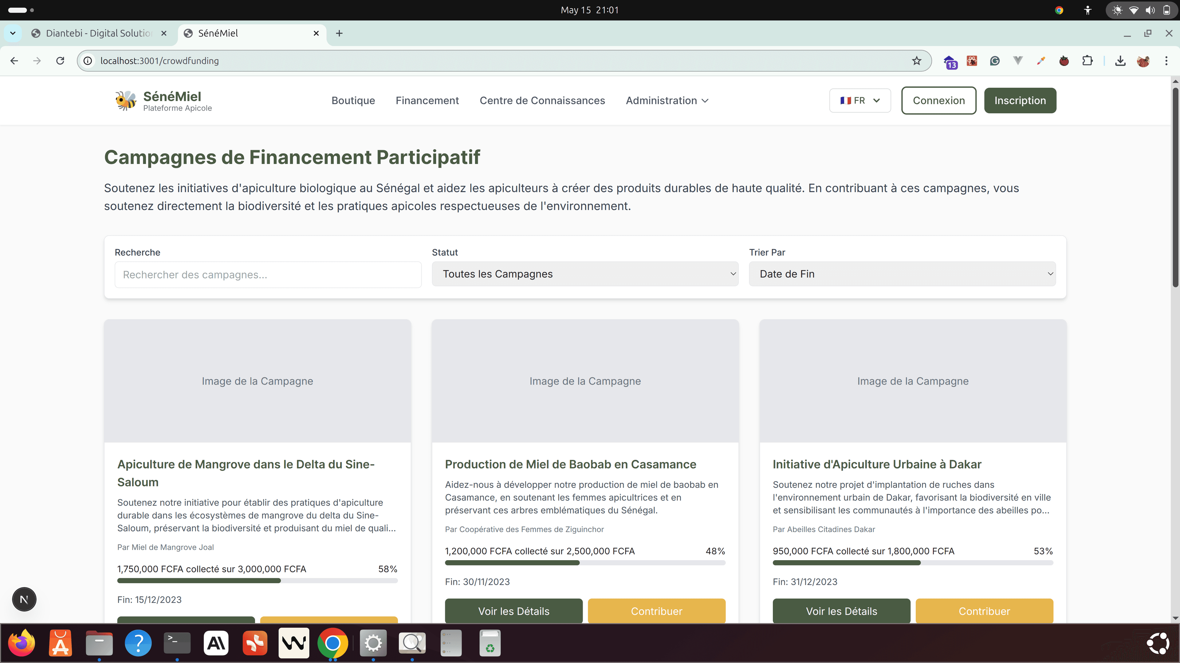 SénéMiel Web Platform screenshot 2