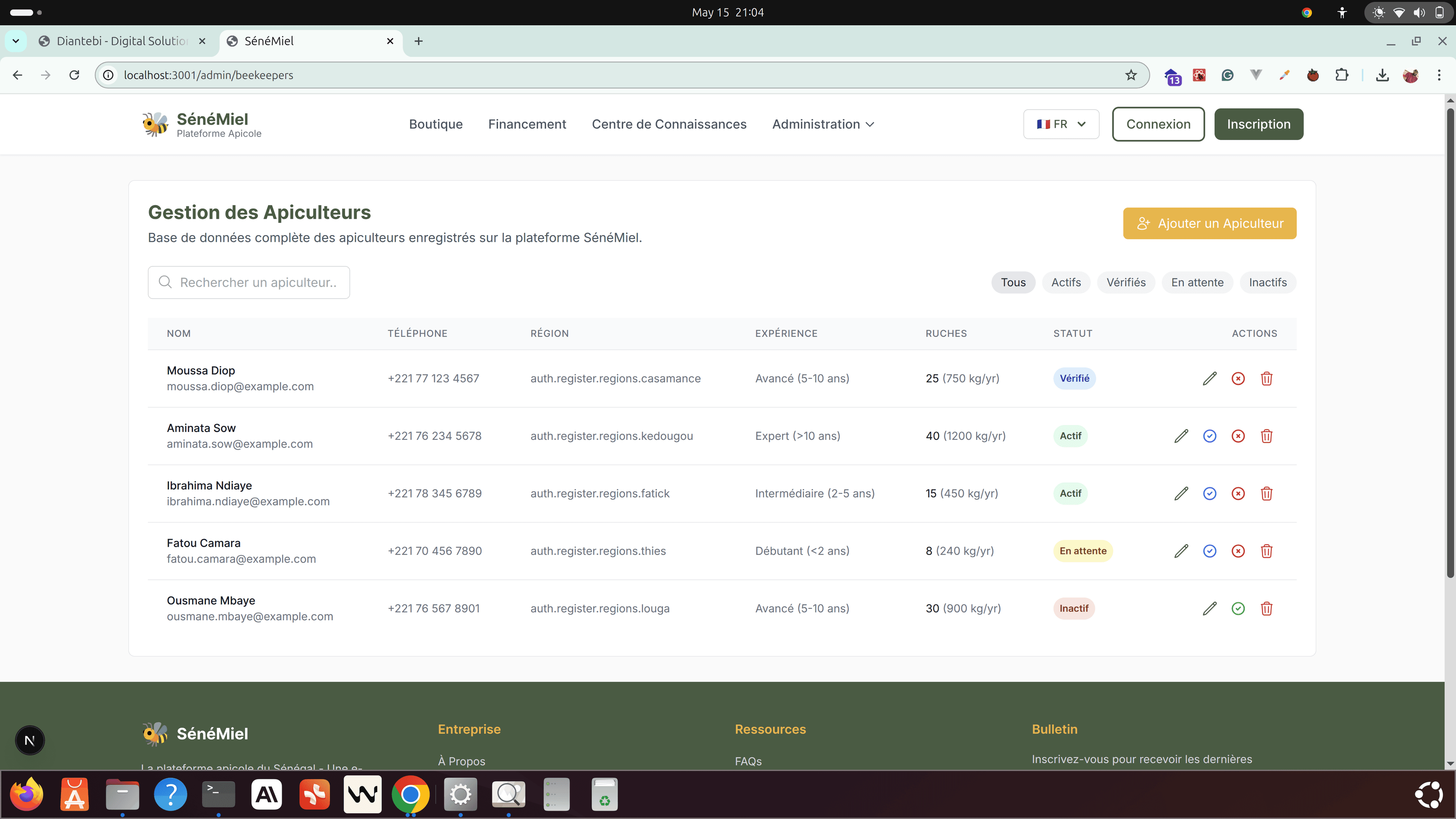 SénéMiel Web Platform screenshot 5